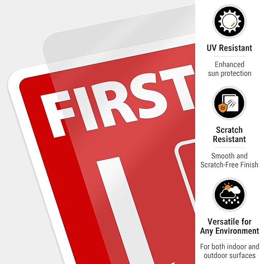 First Aid Kit Sign, (2 Pack) Sticker, 10x7 Inches, 4 Mil Vinyl Self Adhesive Durable Decal Stickers, Long Lasting, Weatherproof and UV Protected, Made in USA by Signs