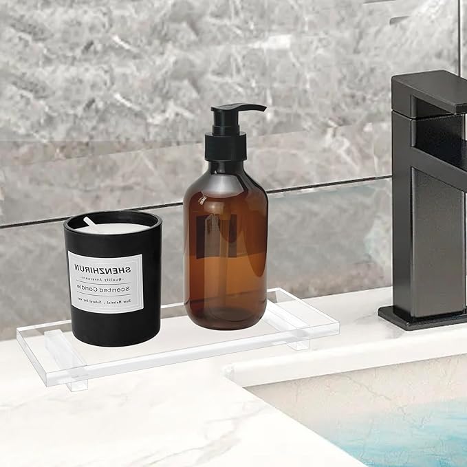 Pedestal Soap Dish, Acrylic Soap Tray for Kitchen, Soap Bottle Riser Stand for Kitchen Sink, Bathroom, Clear