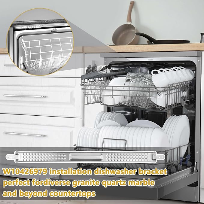 W10426979 8269145 24" Dishwasher Mounting Bracket Kit for Granite Quartz Countertops Compatible with Whirlpool, KitchenAid, Maytag 24 Inch Dishwashers Replaces AH3632890 EA3632890 PS3632890 2311792
