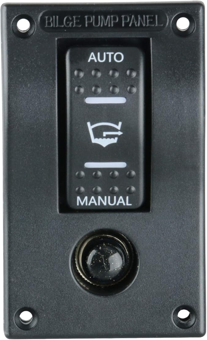 Amarine Made 3-Way Bilge Pump Switch Panel Deluxe LED Rocker Circuit Breaker - Auto/Off/Man LED Lighted Control Switches for RV Truck Caravan Vehicles Off-Road Camper