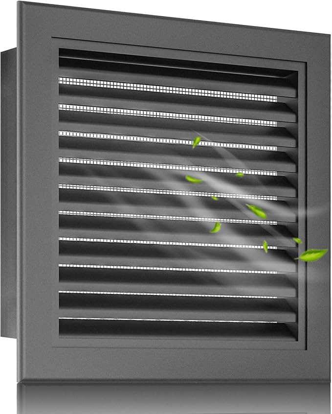 16"x16" Gable Vent Aluminum Alloy – Heavy-Duty Attic & Shed Vent with Rustproof Metal Mesh Blocking Small Animals, Moisture & Condensation Protection, Opening 14"x14" Gray