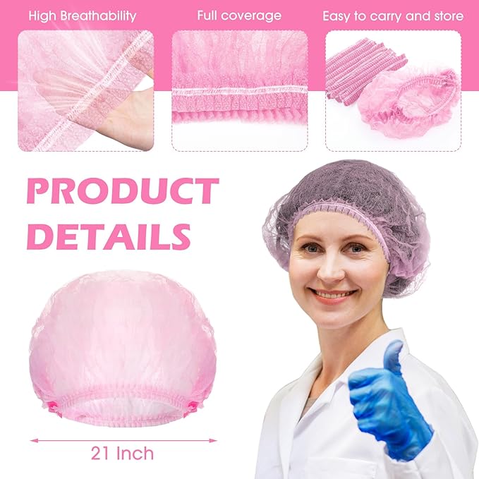 Yahenda 2000 Pcs Disposable Hair Nets Bulk 21 Inch Non Woven Bouffant Caps for Food Service Cooking Medical Salon Spa Beauty