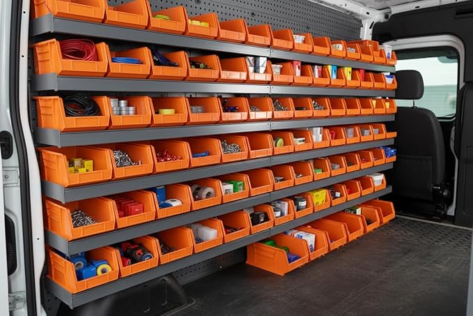 Hudson Exchange 15" x 8" x 7" (6 Pack) Plastic Stackable Storage Bin and Hanging Container, Orange