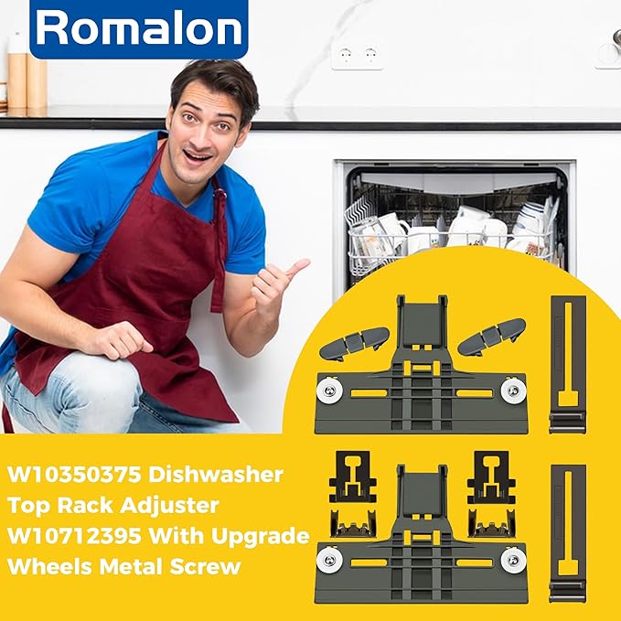 Upgraded W10712395 Dishwasher Top Rack Parts Set W10350375 For Kenmore 665 Dishwasher Whirlpool Dishwasher Parts wdt730pahz0 wdta50sahz0 wdt750sahz0 wdt970sahz0 Upper Rack parts by Romalon