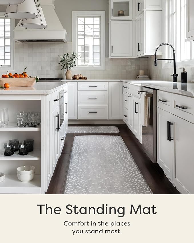 House of Noa Nama Standing Mat – Anti-Fatigue Cushioned Kitchen Mats for Floor | Ergonomic Bounce-Back Foam Kitchen Mats | Anti-Fatigue Mats for Kitchen & Standing | Fawn Silver | 30" x 72"