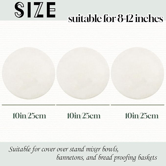 3 Pack 25CM 100% Reusable Bowl Covers for Bread Proofing,Sourdough Starter Jar Cover Cloth,100% Natural Organic Linen,Unbleached,Perfect for Bread Banneton Proofing Basket
