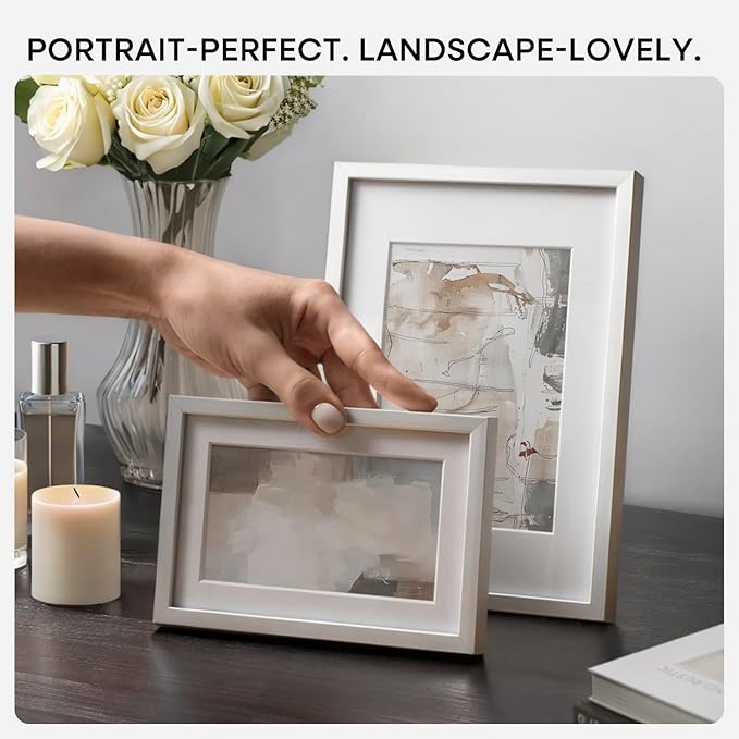 Homeforia Silver Photo Frame 6x9, High End Metal 6 x 9 Silver Picture Frames with Mat 4 x 6, 6by9 Desk Frame Matted to 4x6 inch Print, 6 by 9 Wall or Tabletop Frames, Tempered Glass, Wall Kit, Set of 1