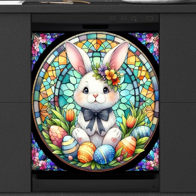 Easter Egg Animal Rabbit Dishwasher Magnet Cover Magnetic Dishwasher Decorative Cover Front Dishwasher Door Covers Reuseable Dishwasher Covers Decal for Kitchen Home Decorative
