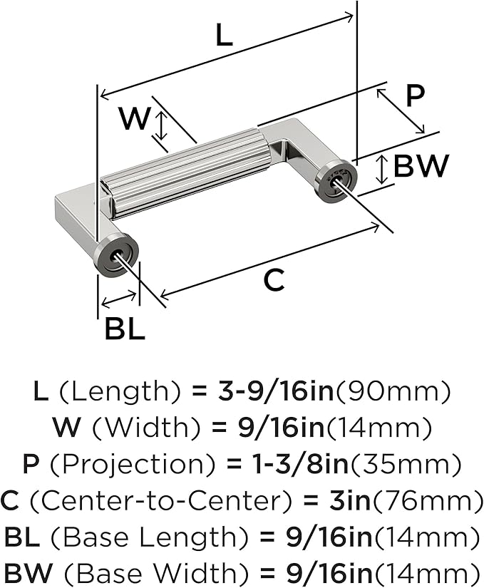 Amerock Ballard 3 inch (76mm) Center-to-Center Polished Nickel Cabinet Pull, BP37642PN