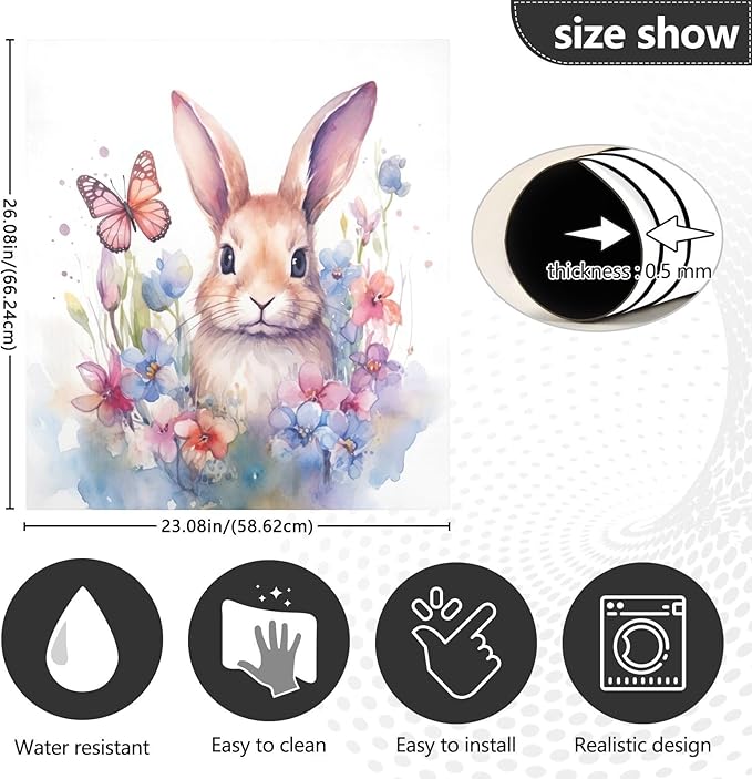 Dishwasher Magnet Cover, Easter Bunny Magnet Sticker Fridge Panel Decal for Home Kitchen Decor, 23x26 in