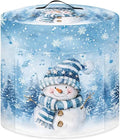 Xoenoiee Blue Christmas Tree Snowman Pattern Kitchen Appliance Dust Covers with Pockets, Electric Pressure Cooker Cover Compatible with Crock Pot, Rice Cooker Cover, for 6 Qt