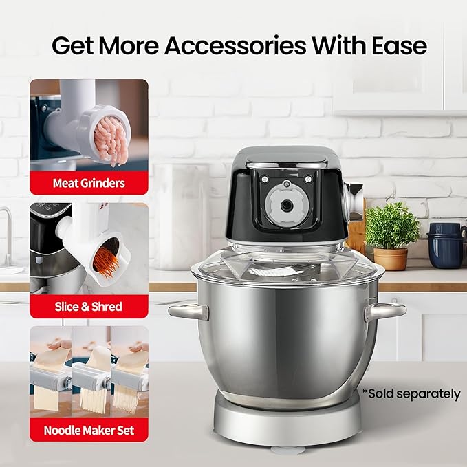 Hauswirt High-End Smart Stand Mixer M5, LED Touchscreen Mixers Kitchen Electric Stand Mixer with 5 Preset Menus, 5.3Qt Dough Mixer, 11speeds Kitchen Mixer with Egg Whisk, Dough Hook, Beater, Black