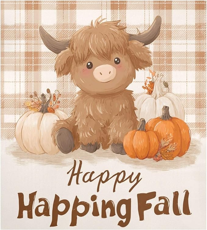 Fall Thanksgiving Cow Brown Dishwasher Magnet Cover for Front Panel Magnetic Dishwasher Cover Decorative Refrigerator Magnet Covers Appliances Stickers for Home Kitchen Decor, 23" x 26"