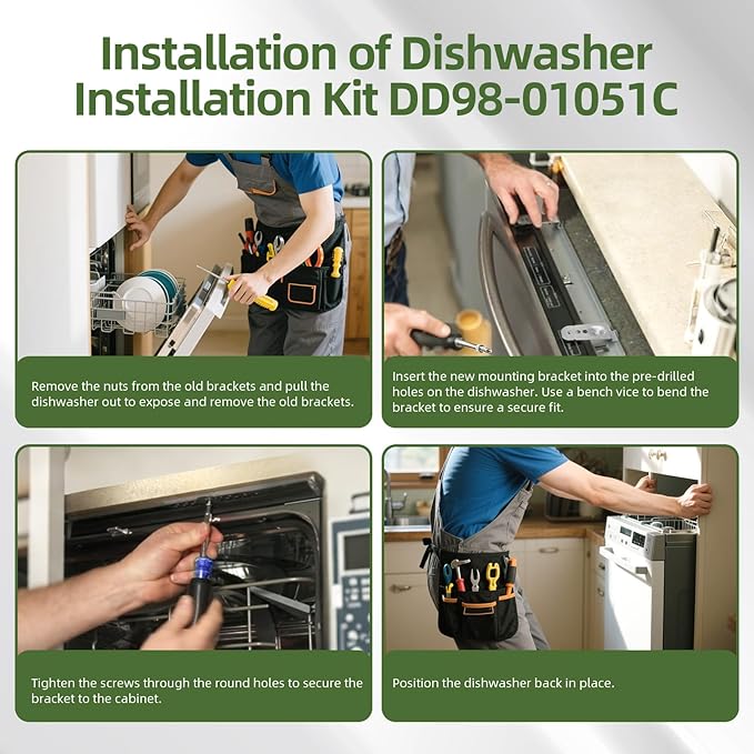 2pc DD98-01051C Dishwasher Installation Bracket kit Compatible with Samsung