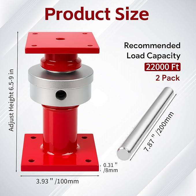 2 Pcs Adjustable Screw Jack Post for House Leveling, Range of Adjustment 6.5"-9", Load 22,000 lbs, Manufacturing House Jacks with Wrench Screw Steel Shores, Floor Jack for House Foundation
