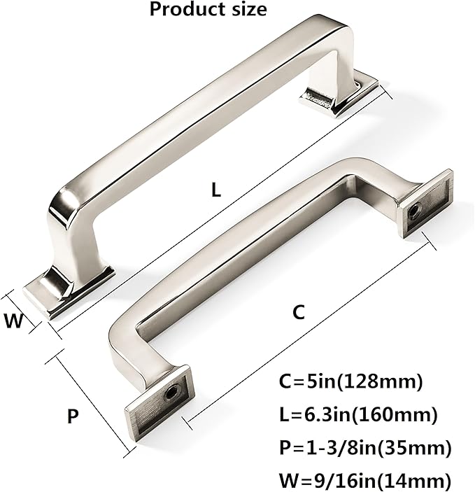 kHTumeWare 10 Pack 5 Inch Cabinet Handles - Polished Nickel Kitchen Hardware - Pulls and Drawer Handles for Cabinets
