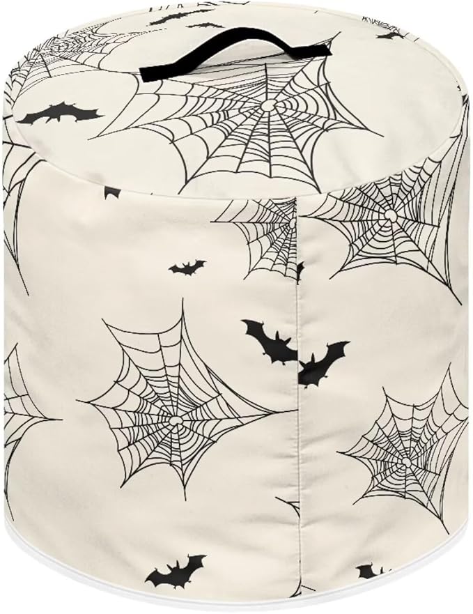 Kitchen Appliance Dust Cover for Portable Air Fryer Round Protective Bag with Top Handle and Storage Pocket 8 Quart Pressure Cooker Cover Halloween Cute Black Cat