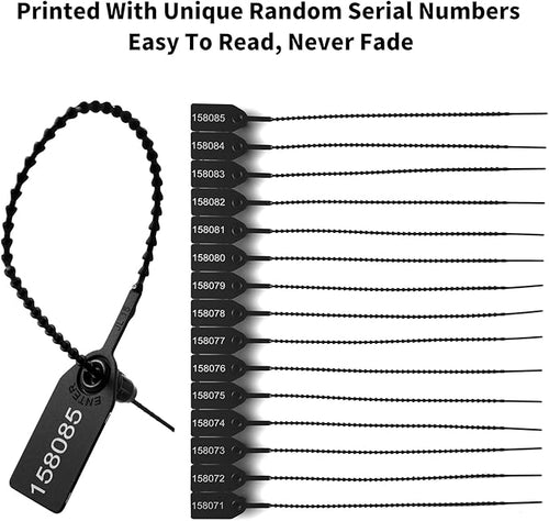 1000 Plastic Security Seals Anti Tamper Fire Extinguisher Tags Numbered Zip Ties Disposable Pull Tite Secure Tags (Black)