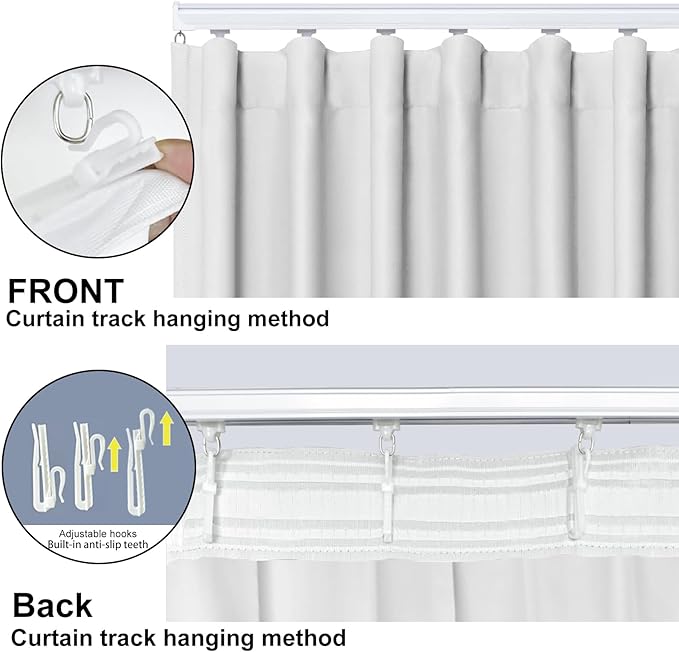 Room Divider Blackout Curtain Track Curtains Wall Dividers Panels Screen for Living Rooms Bedroom Office Privacy Partition Separation, W120 × L84 Inch,1 Panel, White