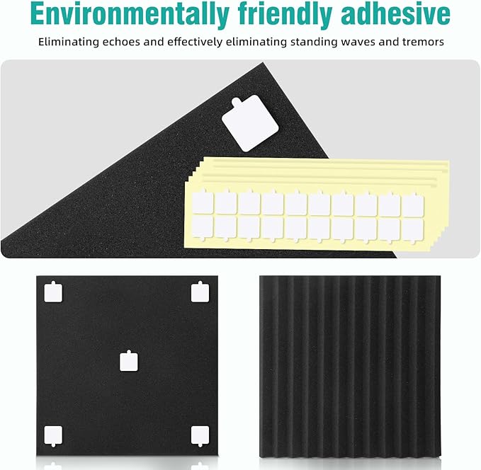 50 Pack Acoustic Foam Panels 1" X 12" X 12" Wedge Soundproof Studio Foam for Walls Sound Absorbing Panels Sound Insulation for Studio (50 Pack, Black)