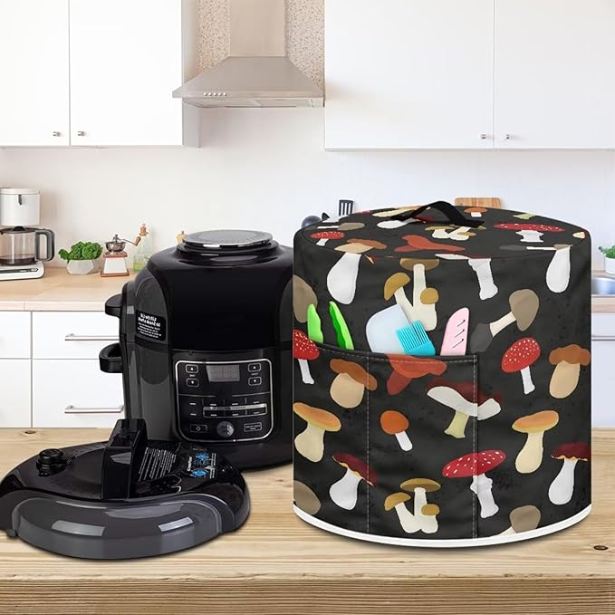 Flashideas Mushroom Pressure Cooker Cover with Storage Pocket Compatible with 8 10 Quart Instant Pot, Durable Rice Cooker Air Fryer Accessories, Waterproof Kitchen Appliances Dust Cover