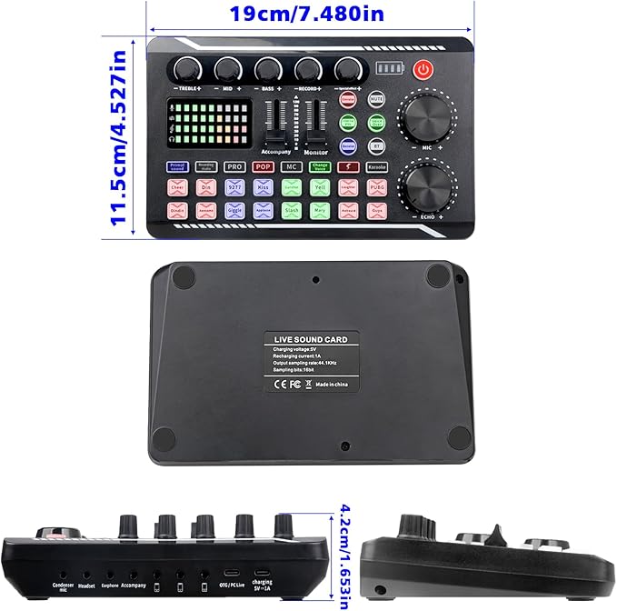 Professional Live Sound Card, Audio Mixer and Audio Interface with DJ Mixer Effects, Voice Changer - Studio Equipment for Streaming/Podcasting/Gaming