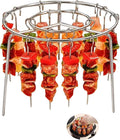 BBQ Kebab Skewers Stainless Steel, Airfryer Accessories, Barbecue Skewer Set, 24 x Barbecue Skewers + Round Grill Rack, Compatible with Airfryer, Hot Air Fryer, Oven and Rice Cooker