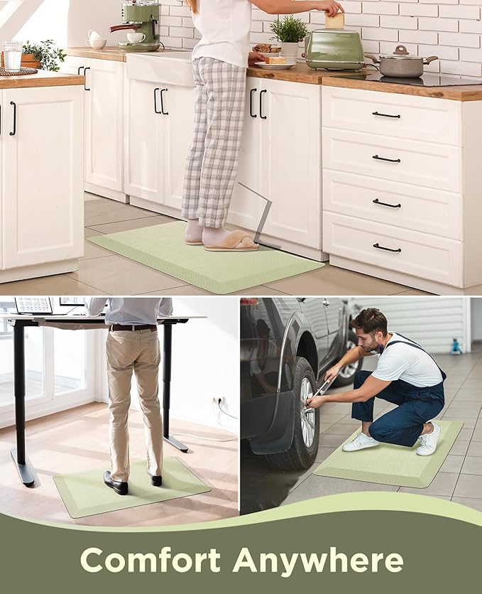 Ophanie Kitchen mats for Floor, 3/4 inch Thick, Kitchen Rugs, 20''x39'' Anti Fatigue Standing Cushioned Mat, Waterproof,Comfort Ergonomic mat for Office, Home, Sink, Sage Green Non-Slip Bottom