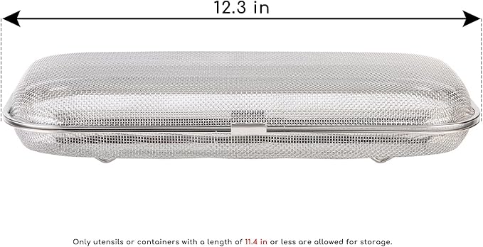 Dishwasher Basket for Small Items, 18/8 Food-Grade Stainless Steel Utensil Organizer with Locking Lid, Dishwasher Safe Holder for Chopsticks, Forks, Spoons, Bottle Parts and Kitchen Tools(Large)