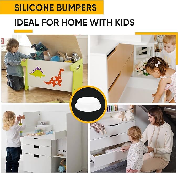128 White Cabinet Door Bumpers - 1/2 Inch Self Adhesive Rubber Stoppers for Drawers, Damp Pads Cupboards, Cutting Boards, Glass Tops, Picture Frames - Vellax