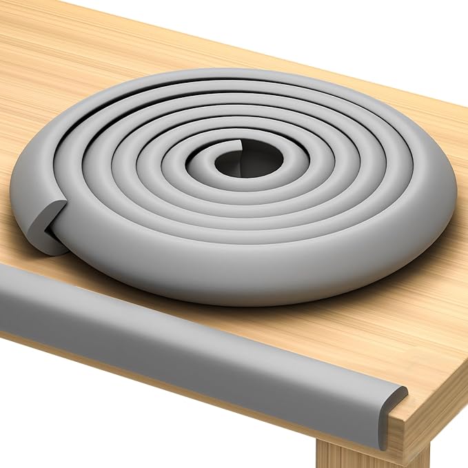 Furniture Edge Guards | 16ft Protective Protective Foam Cushion | Baby Child Proofing Set NonToxic and Safe for Table, Fireplace, Countertop | Gray