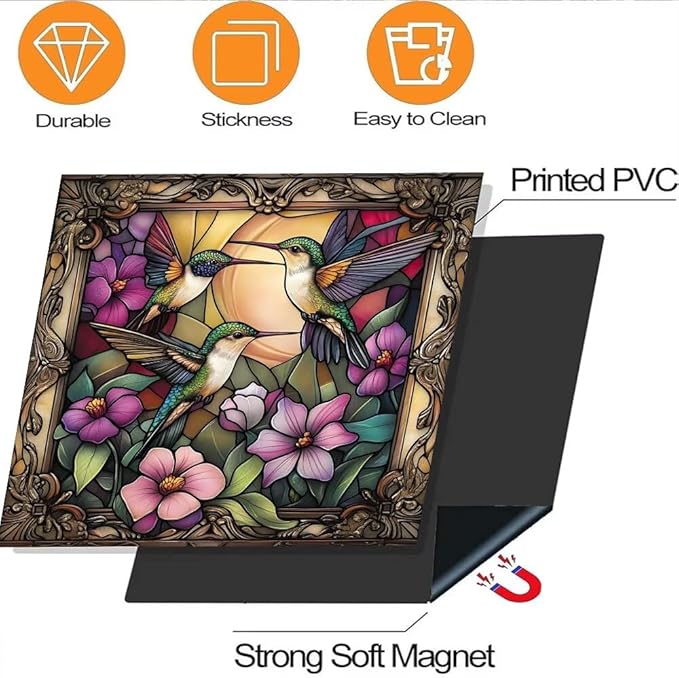 Stained Glass Hummingbird Dishwasher Cover, Flower Dishwasher Magnet Covers Decorative for The Front, Magnetic Refrigerator Cover Fridge Decal, Dish Washer Magnet Appliance Sticker, 23"X17"