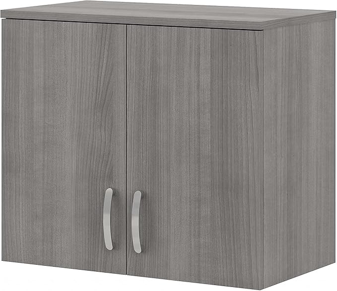 Bush Business Furniture Universal Wall Cabinet with Doors and Shelves in Platinum Gray, Versatile Home Organizer, Office Storage Unit and Adjustable Shelving