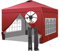 Saemoza 12x12 Pop Up Canopy Tent with One Push Setup, Portable Sun Shade Tent, Instant Easy Up Canopy with 4-Sidewalls & Wheeled Bag, Outdoor Fldable Gazebo with Vent Top, Red.