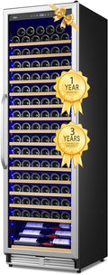 Upgraded 190 Bottles Wine Cooler Refrigerator,24 Inch Wide Wine Fridge with Professional Temperature Control System, Freestanding or Built-in installation, Quiet Operation