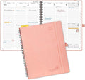 POPRUN Planner 2025-2026 (Large - 8.5'' x 10.5'') Academic Weekly Calendar (July 2025 - June 2026) with Hourly Time Slots, Monthly Tabs, 100GSM Thick Papers, Spiral Leather Cover - Pink