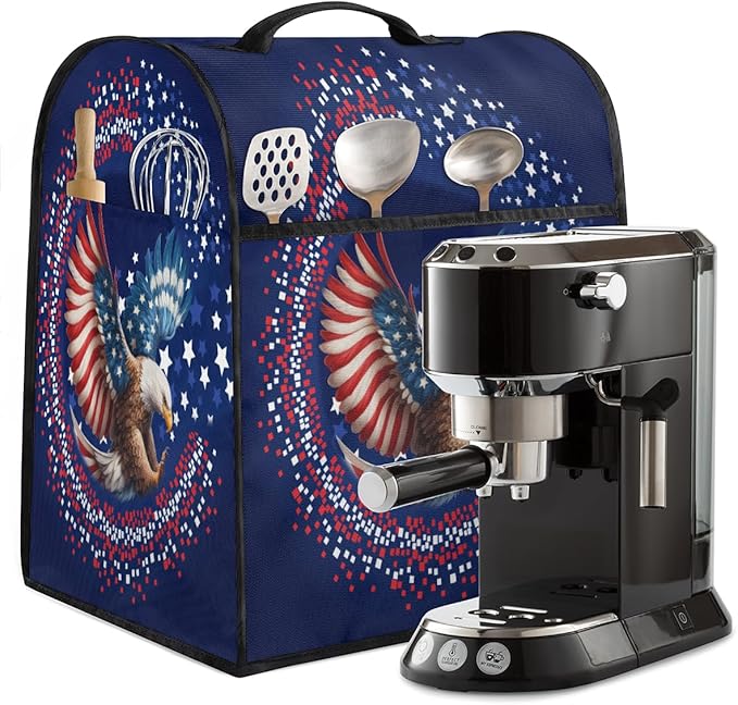 Kitchen Aid Mixer Cover Animal Eagle American Flag Stand Mixer Cover Compatible with 6-8 Quarts Stand Mixers, Dust Covers with Zipper Pocket Foldable Washable Kitchen Aid Organizer Bag