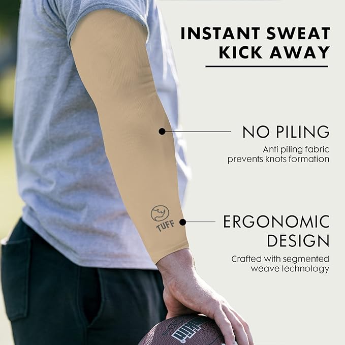 TUFF Compression Cooling Arm Sleeves - UPF 50 Arm Sleeves for Men & Women…