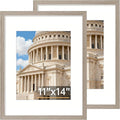 Vittanly 11x14 Picture Frame Set of 2, Solid Wood Frame for Wall Art Photo and Prints, Display Photo 8x10 with Mat or 11x14 without Mat, Light Brown