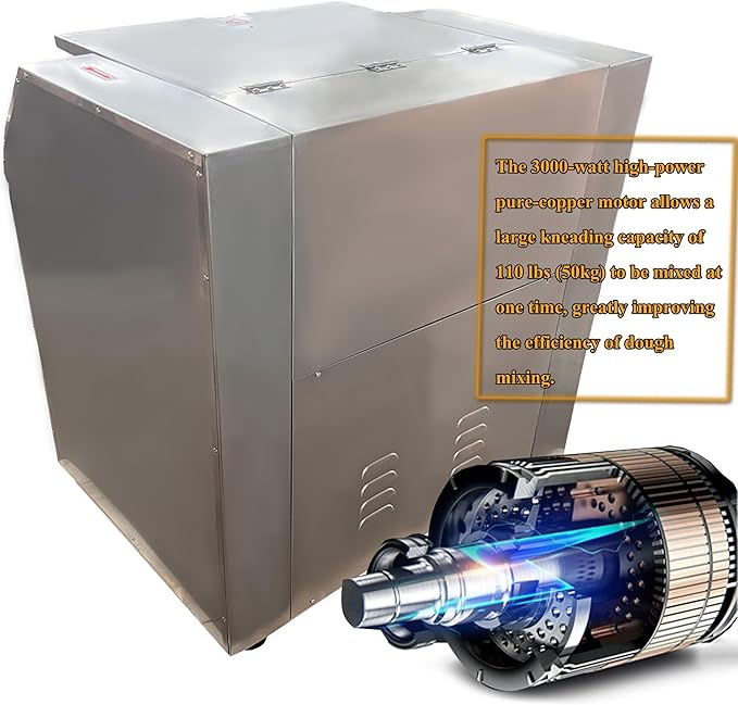 Dough Mixer 110V Commercial Food Mixer Stainless Steel Dough Kneading Machine 90 Degree Tilt Flour Mixing Machine 110lbs Kneading Capacity for Schools Restaurants