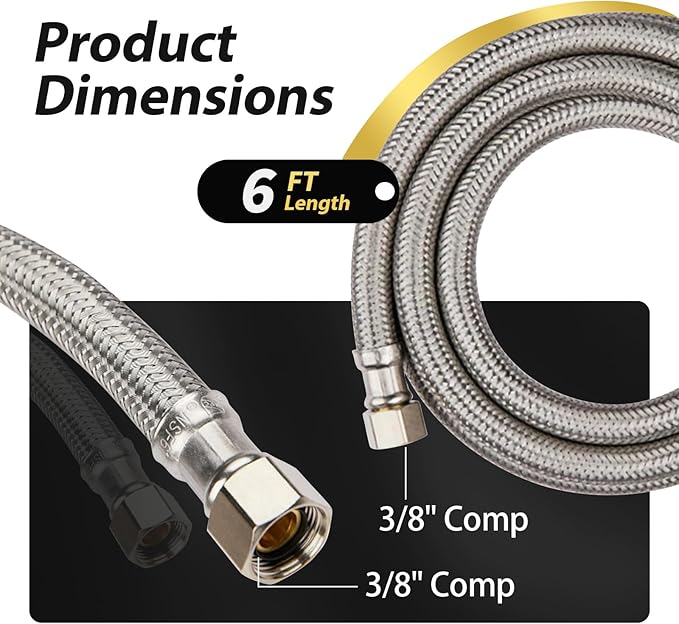 20 Pack Foskan 6FT Dishwasher Installation Kit,With Compression Connection,Stainless Steel Supply Line For Standard Dishwashers （6FT）