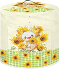 Xoenoiee Axolotl Daisy Sunflower Pattern Kitchen Appliance Dust Covers with Pockets, Electric Pressure Cooker Cover for 6qt Compatible with Crock Pot, Rice Cooker Cover, Medium