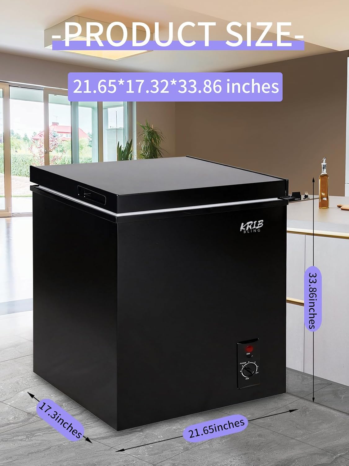 7.0 Cu.Ft Chest Freezer with Removable Basket, Deep Compact Freezer with 7 Gears Temperature Control(-4°F to 6.8°F), for House, Kitchen, Garage, Basement, Shop, Black