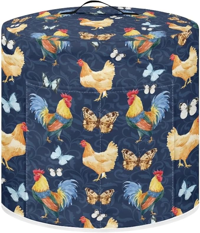 Chicken Butterfly Pressure Cooker Cover for Women Dust-proof Cover for Rice Cooker Air Fryer Kitchen Appliance Covers with Top Handle and Pocket Home Kitchen Decor Gifts for Friends