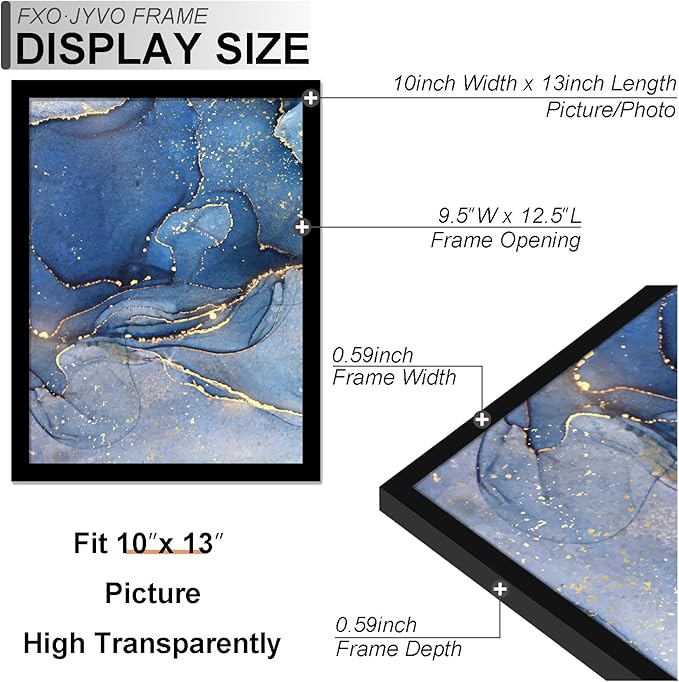 10x13 Picture Frame Set of 3, Black Frame for 10 x 13 Inch Picture Poster Photo, Light Weight and High Transparent 10 by 13 Frame for Wall - 3 Pack/Black/10 x13