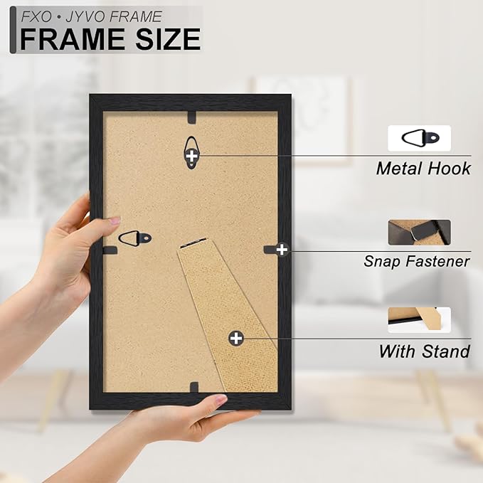 Engineered Wood 6x9 Picture Frame Set of 2, Black Frame for 6 x 9 Inch Picture Poster Photo, Light Weight 6 by 9 Frame with Wood-grain for Wall - 2 Pack/Black/6"x9"