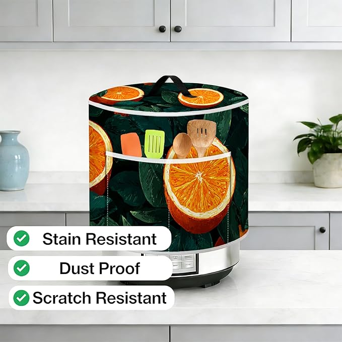 Rice Cooker Cover, Dust Cover for Kitchen Appliances with Handle and Storage Pocket, Easy to Clean Kitchen Decor Gift, Fits 3-6-8 Quart Instant Pot, Slow Cooker and Air Fryer