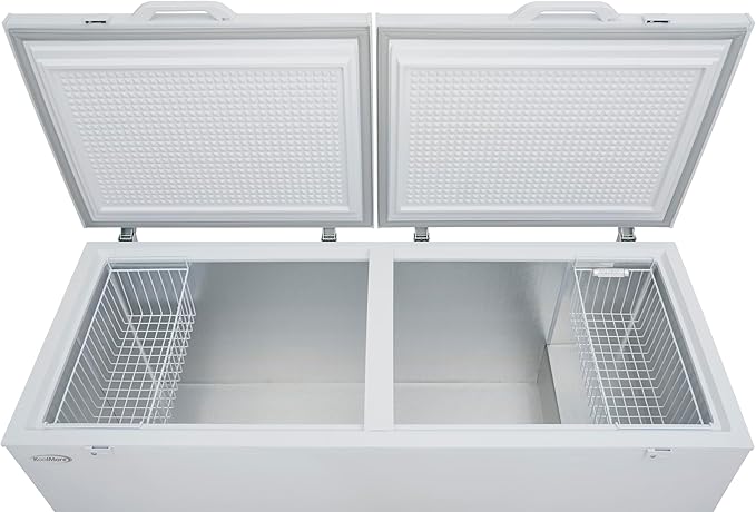 KoolMore KM-SCF-30C 79 in. Commercial Two-Door Chest Freezer, 30 Cu. Ft. in White, ETL Listed