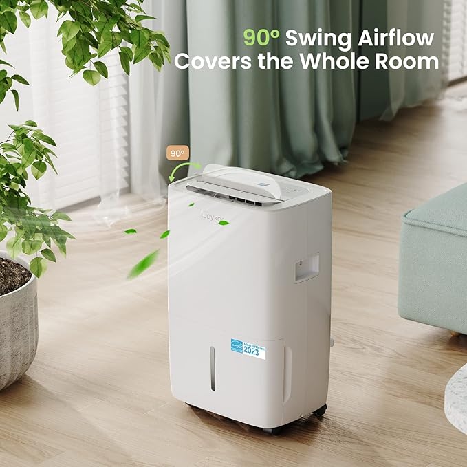 Waykar 120 Pints Energy Star Dehumidifier for Spaces up to 6,000 Sq. Ft at Home, in Basements and Large Rooms with Drain Hose and 1.14 Gallons Water Tank