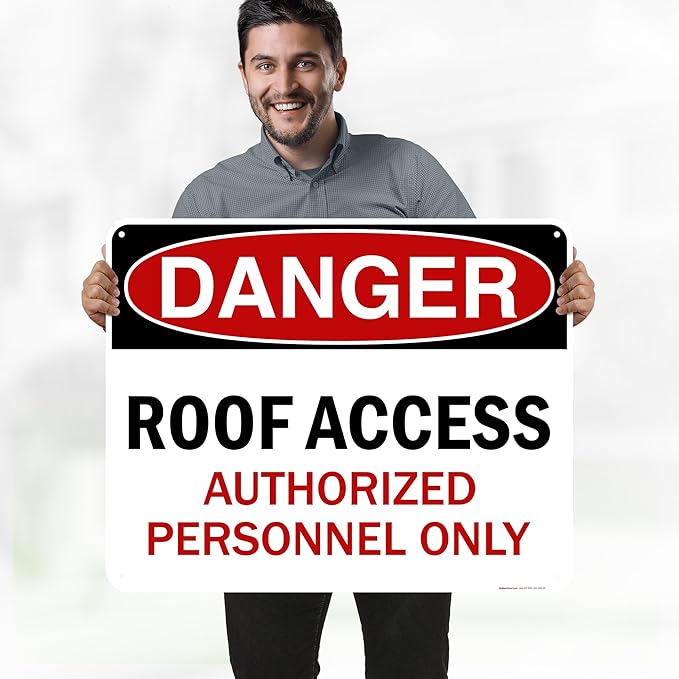 Danger Roof Access Authorized Personnel Only Sign, 24x30 Inches, 55 mil thick HDPE (high density polyethylene), Made in USA by My Sign Center